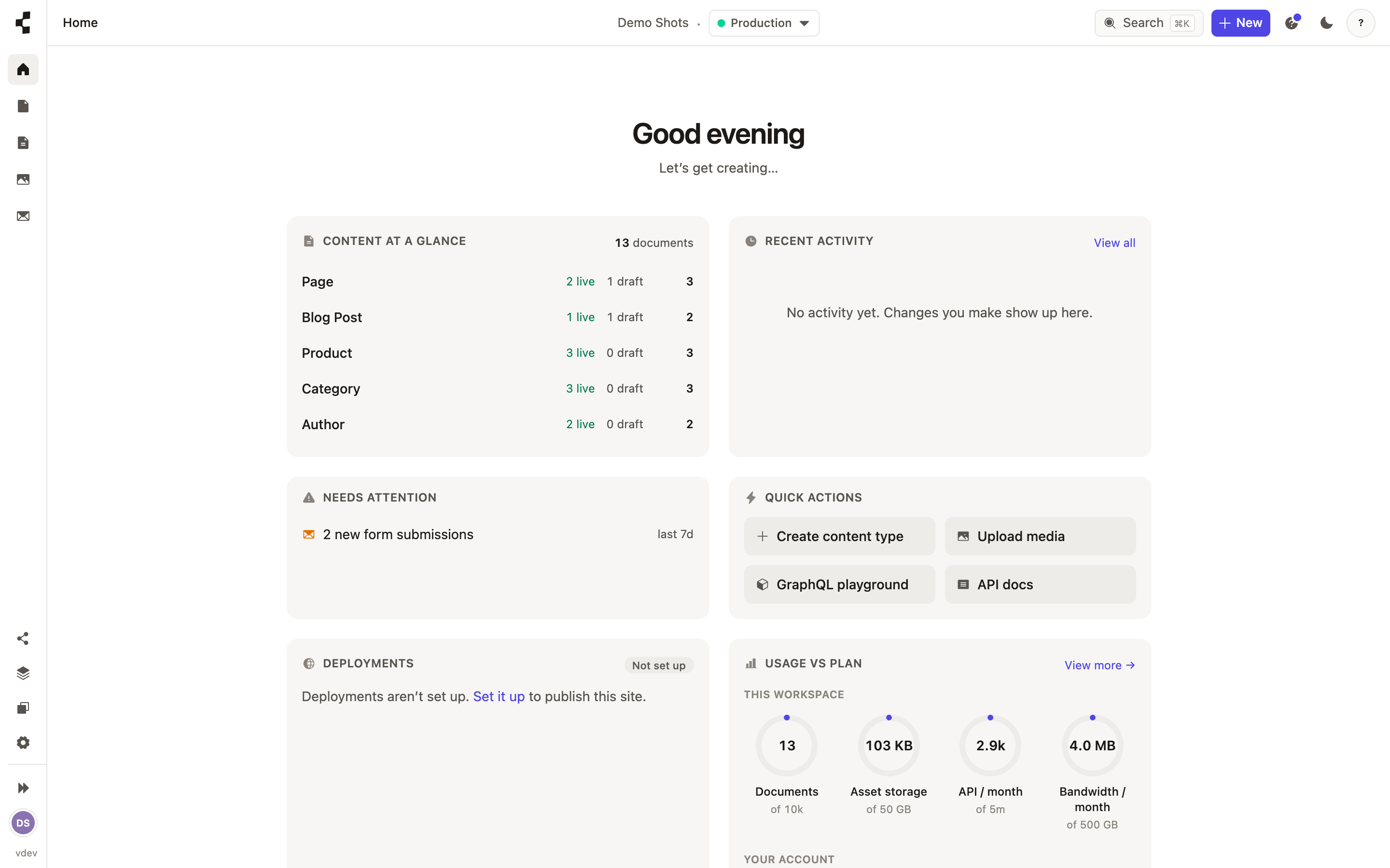 The Contentive welcome wizard, guiding a new agency through naming the organization and creating a first workspace.